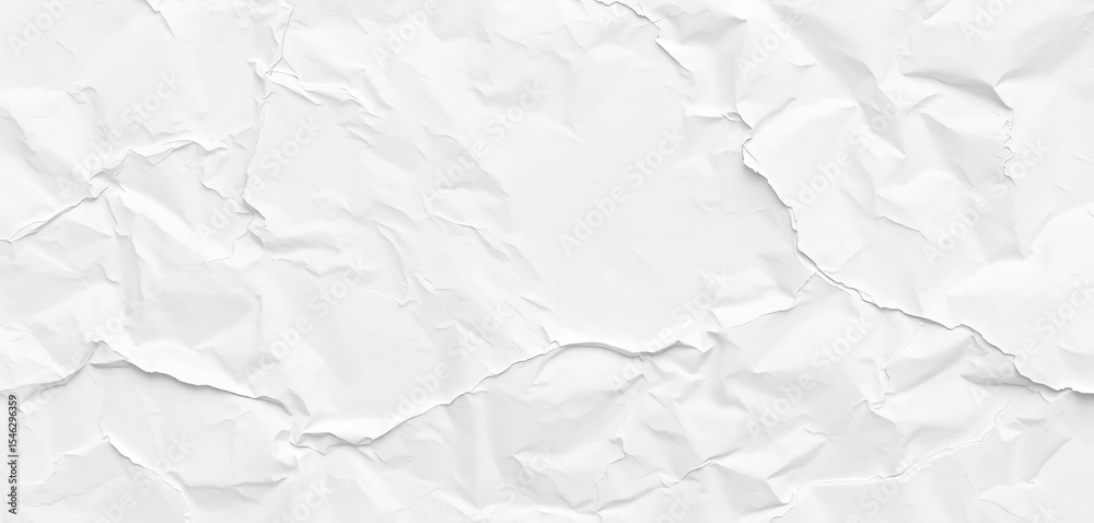 Fototapeta premium Wrinkled white paper texture, creases & folds create depth & visual interest Ideal versatile background, backdrop, poster