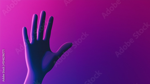 Minimalist International Day of Sign Languages Banner with Bold Violet to Fuchsia Pink Gradient Background, Flat Vector Hand Showing 