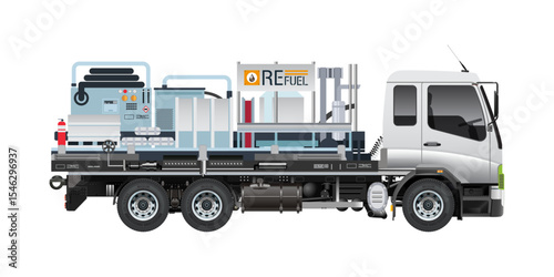 Airport Refuel Liquid Oil Tanker Petroleum truck medium trailer 3D vector Illustration