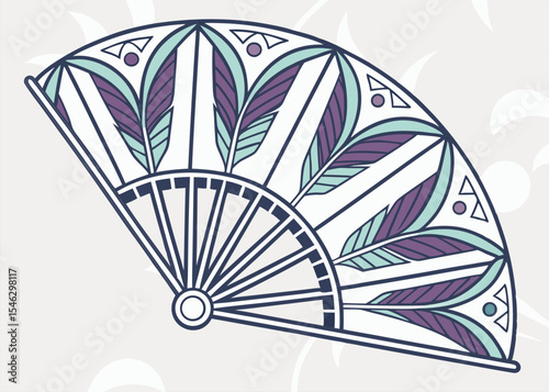 An Ornate Art-Deco Fan Design Featuring Radiating Lines, Symmetry, and Gilded Geometry"