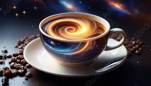 cosmic coffee spiral galaxy in a white cup