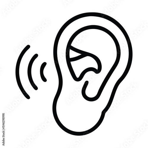 Silhouette Human Ear On White Background Stock Vector
