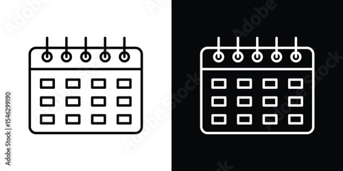 Calendar icon in black. flat graphic vector icon