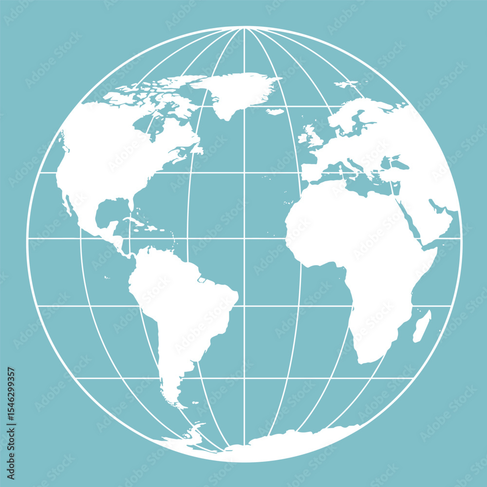 Fototapeta premium World globes maps set. Europe, Asia, North and South America, Oceania, Africa globe maps. Earth globe icons isolated on blue background. Vector illustration