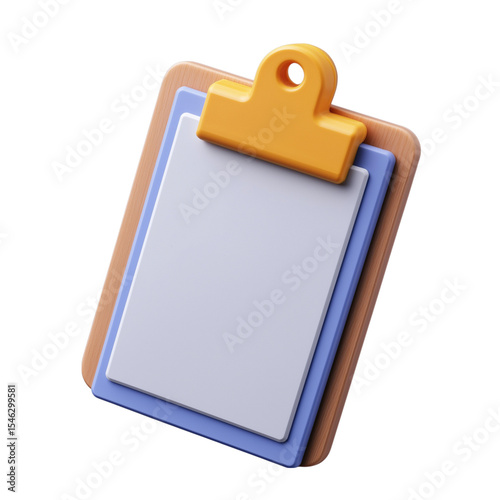 3d white clipboard task management isolated on white background. Cartoon plastic style icon. High quality image