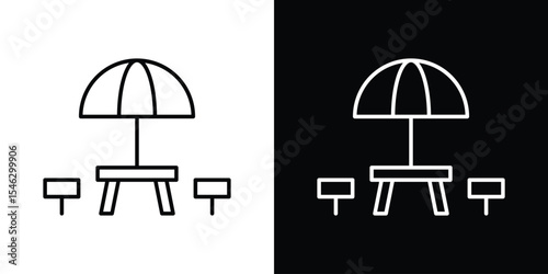 Camp table icon in black. flat graphic vector icon