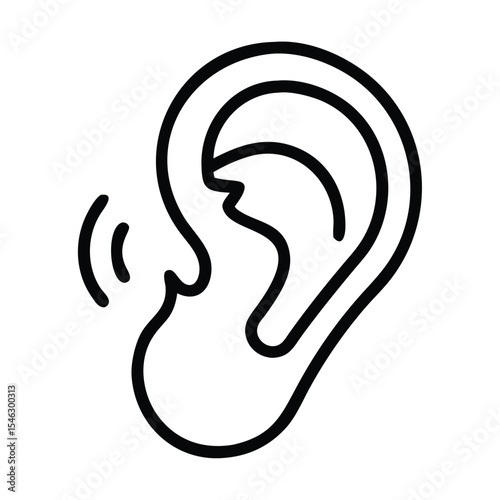 Silhouette Human Ear On White Background Stock Vector