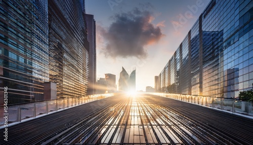light rays filtering through urban structure at dusk