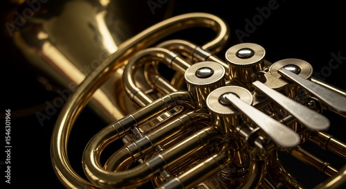 Golden French Horn Close-Up: A Symphony of Brass