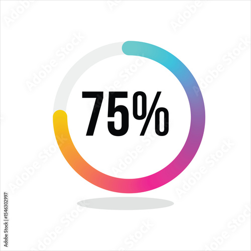 Round gradient loading progress isolated icon on white background