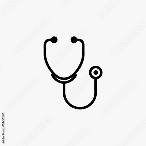 Black Stethoscope Icon Isolated on White Background Representing Medical and Healthcare Concept
