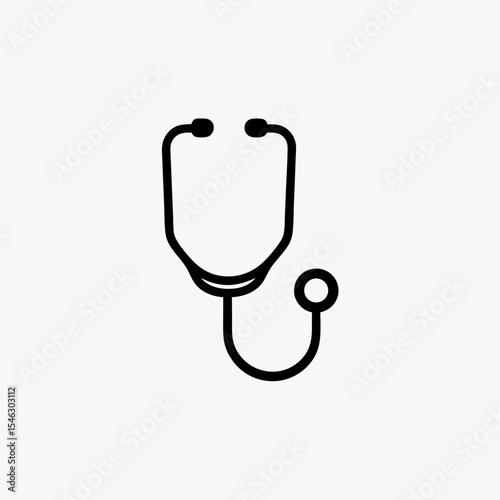 Black Stethoscope Icon Isolated on White Background Representing Medical and Healthcare Concept
