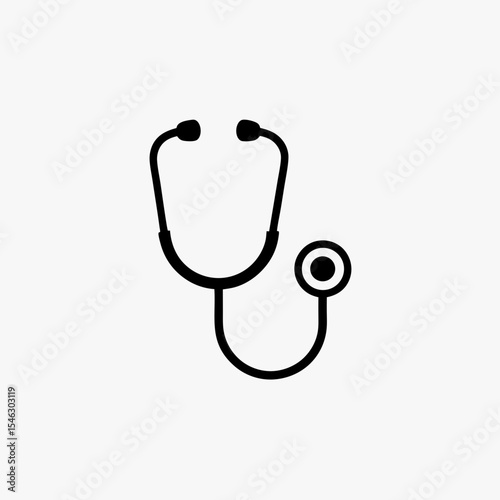 Black Stethoscope Icon Isolated on White Background Representing Medical and Healthcare Concept
