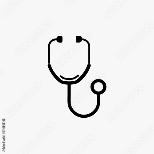 Black Stethoscope Icon Isolated on White Background Representing Medical and Healthcare Concept
