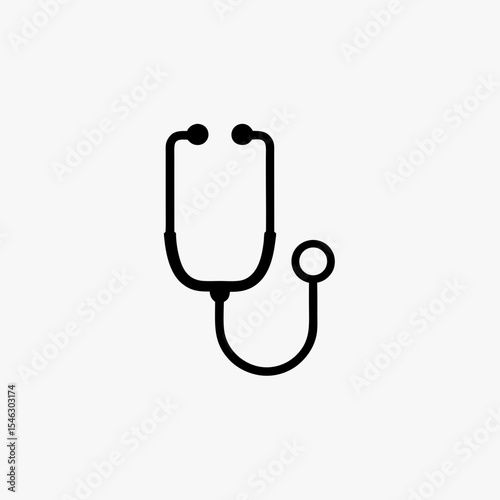 Black Stethoscope Icon Isolated on White Background Representing Medical and Healthcare Concept
