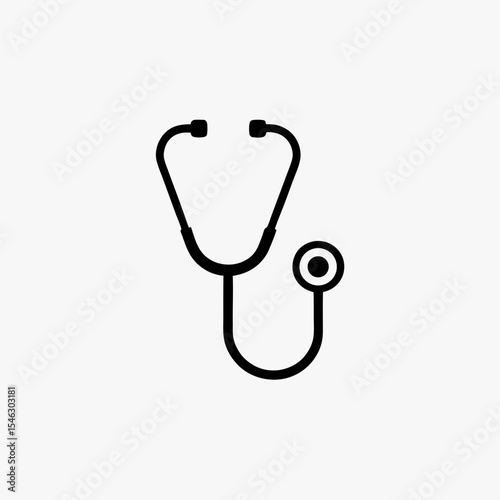 Black Stethoscope Icon Isolated on White Background Representing Medical and Healthcare Concept
