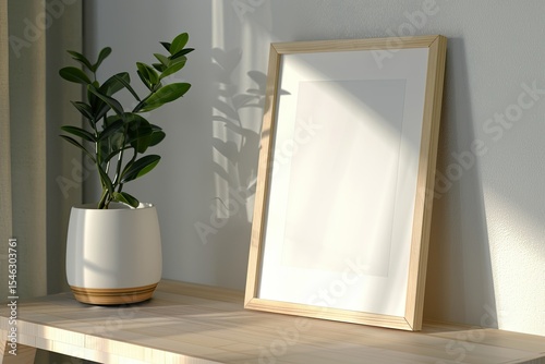 High Resolution Image of Photo Frame Mockup on the Small Desk