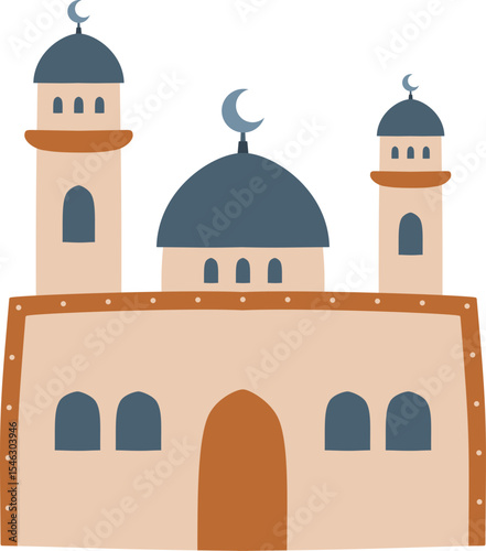 Mosque with multiple domes and minarets