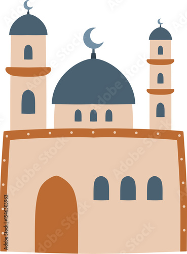 Mosque with multiple domes and minarets
