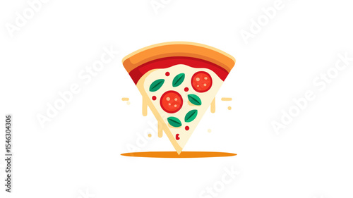 Flat vector icon of slice of pepperoni pizza Food Restaurant