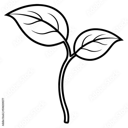 Tiny Leaf Bud Line Art Vector
