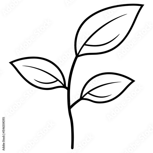 Tiny Leaf Bud Line Art Vector