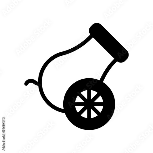 Black Silhouette Icon of a Cannon on a White Background