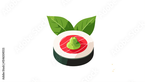 Flat vector icon of sushi roll with wasabi Food Japanese Cuisine