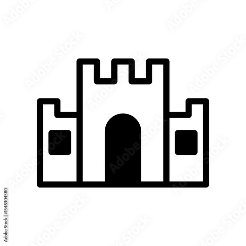 Black and White Castle Icon Depicting Fortress Silhouette of Pixabay Clipart