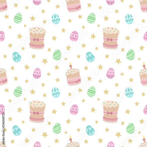 Festive seamless pattern with easter cakes