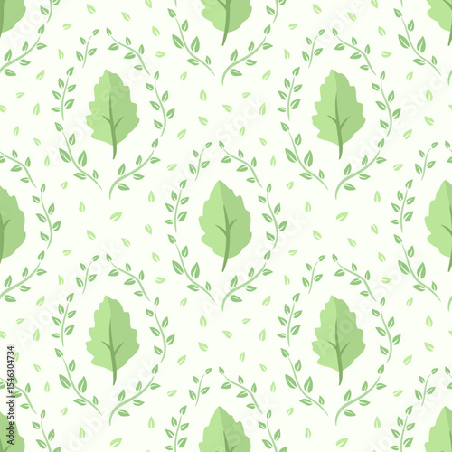 Elegant tile pattern with green leaves and wreaths