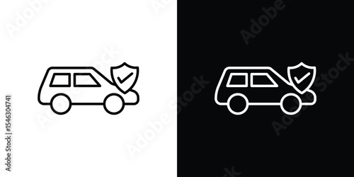 Car insurance icon in black. flat graphic vector icon