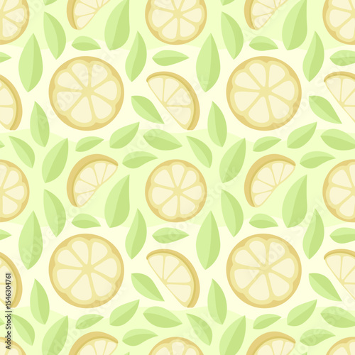 Seamless pattern with citrus fruits and leaves