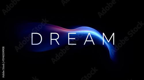 DREAM Text. Blue and Purple Neon Futuristic Effect. Trendy Glow Lighting. 4K Video Animation