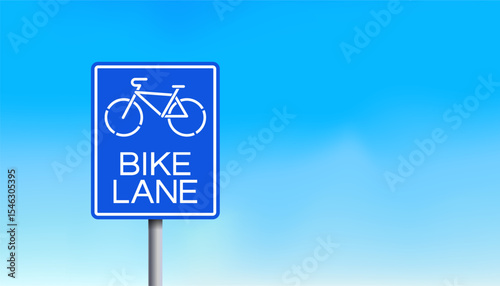 bike lane road sign lo sky bakcground copy space vector illustration