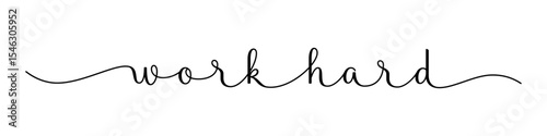 WORK HARD black vector brush calligraphy banner on white background