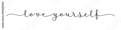 LOVE YOURSELF black vector brush calligraphy banner on white background