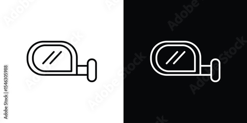 Car wing mirror icon in black. flat graphic vector icon