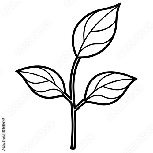 Tiny Seedling Outline Vector