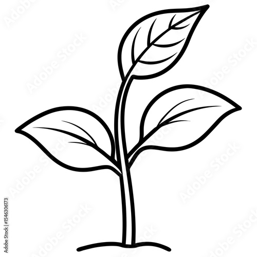 Tiny Seedling Outline Vector