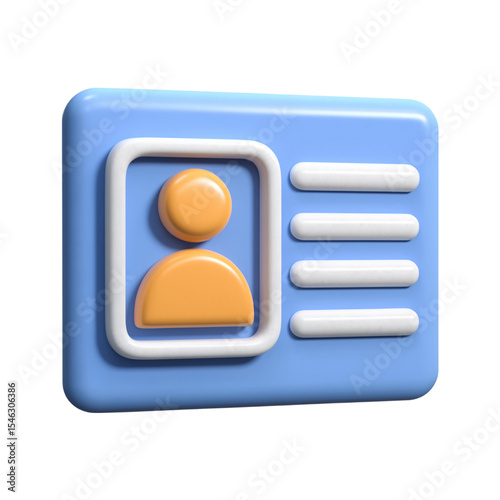 Driver license, id card, plastic card, badge icon. 3d plastic style illustration.