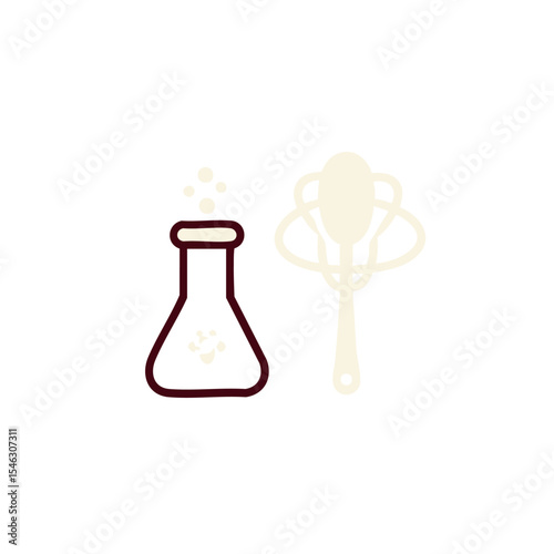 Logo concept of molecular gastronomy lab minimalism with a twist flask and spoon icon