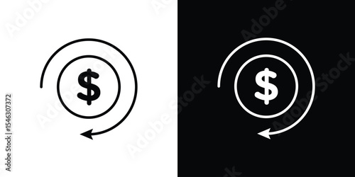 Cash flow icon in black. flat graphic vector icon