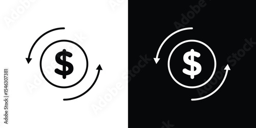 Cash flow icon in black. flat graphic vector icon