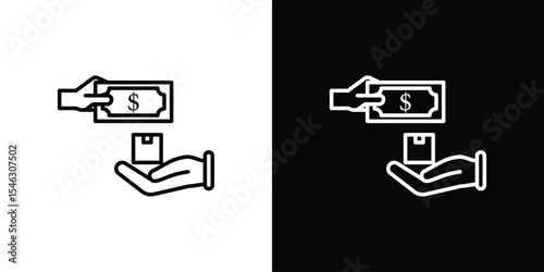 Cash on delivery icon in black. flat graphic vector icon