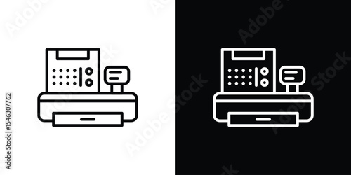 Cash register icon in black. flat graphic vector icon