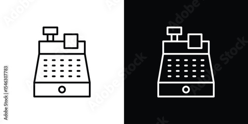 Cash register icon in black. flat graphic vector icon