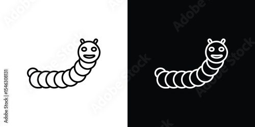 Caterpillar icon in black. flat graphic vector icon