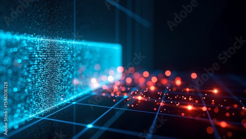 Abstract visualization of digital data flow and network connection