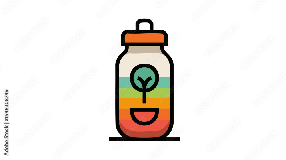 Obraz premium Outline monoline icon of protein shake bottle Health Fitness